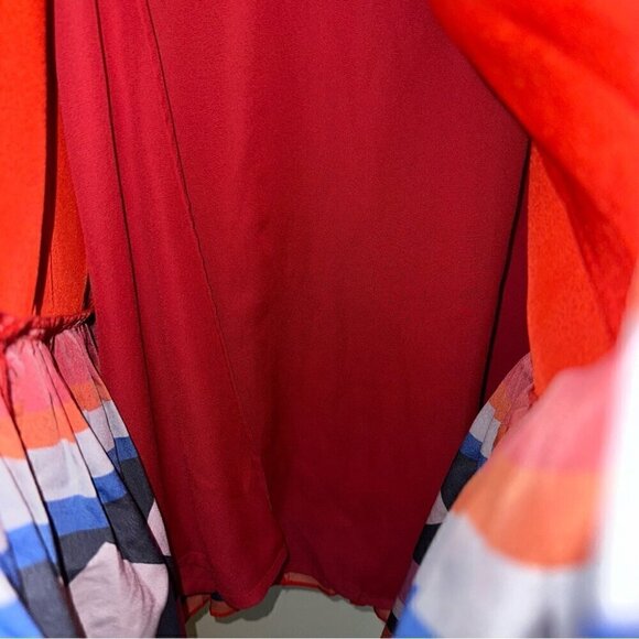 Kate Spade New York, Geo Border Printed Pleated Dress, Red Strapless, Flowy, 6 - Picture 7 of 10